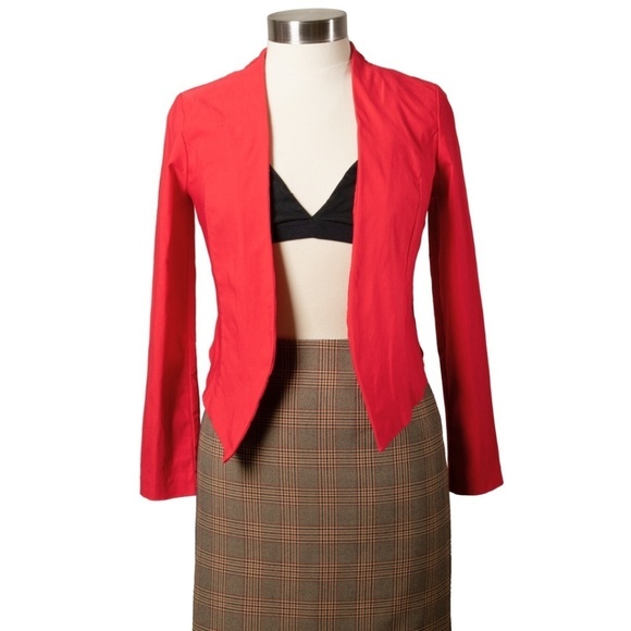 Wearever Size Large Red Cropped Jacket Y2K Party Quirky Artsy Cocktail Cosplay - Picture 3 of 11